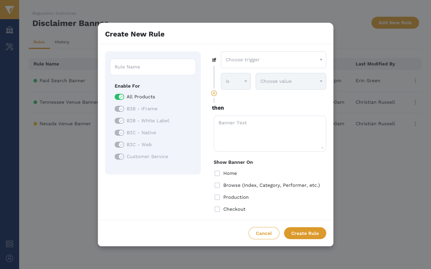 Rule Creation: Rule Initial